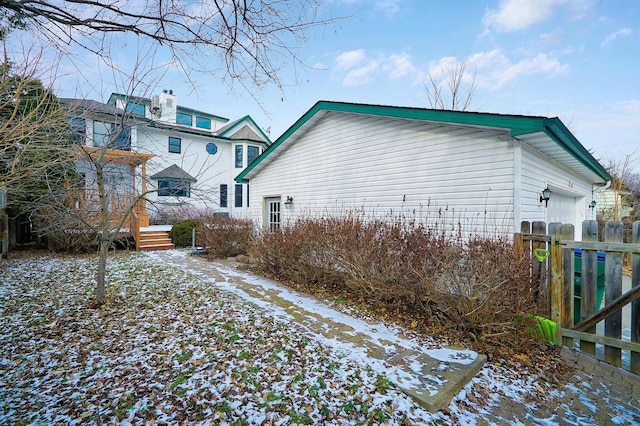 view of snow covered exterior