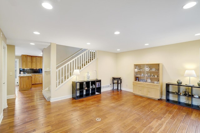 living room with light wood-type flooring