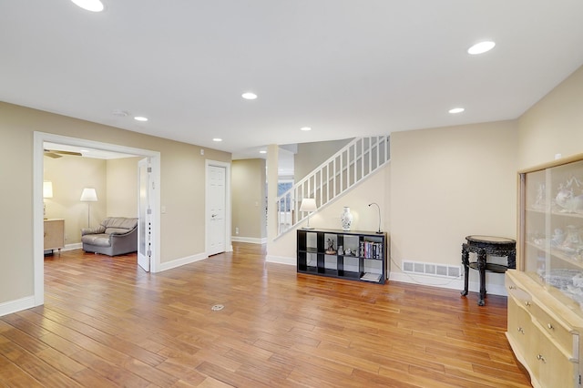 living room featuring light hardwood / wood-style flooring