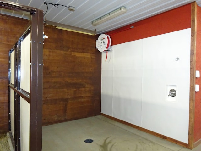 interior space with wooden walls