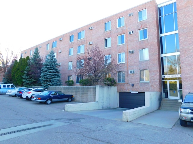 view of building exterior featuring a garage