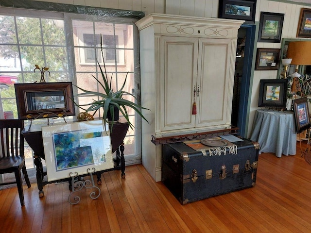 sitting room with a wealth of natural light and light hardwood / wood-style floors