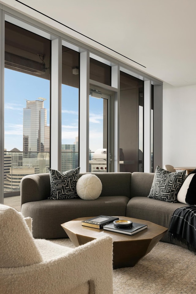 living room featuring expansive windows