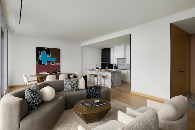 living room featuring light hardwood / wood-style floors