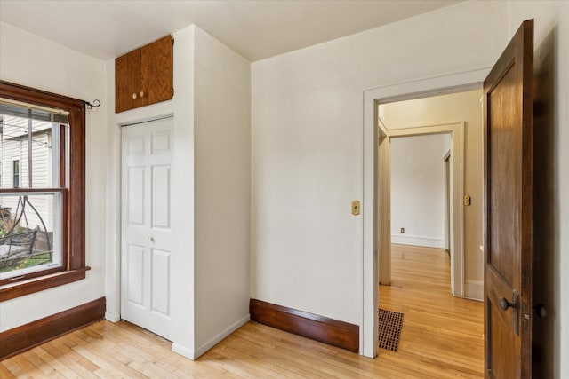 interior space with light hardwood / wood-style floors