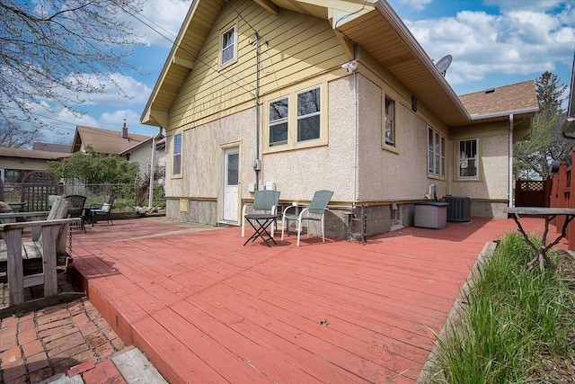 deck featuring central air condition unit