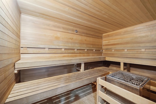 view of sauna / steam room featuring hardwood / wood-style floors