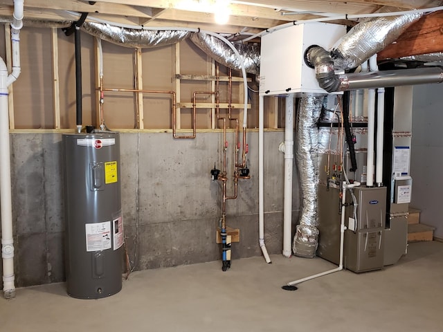 utility room featuring water heater