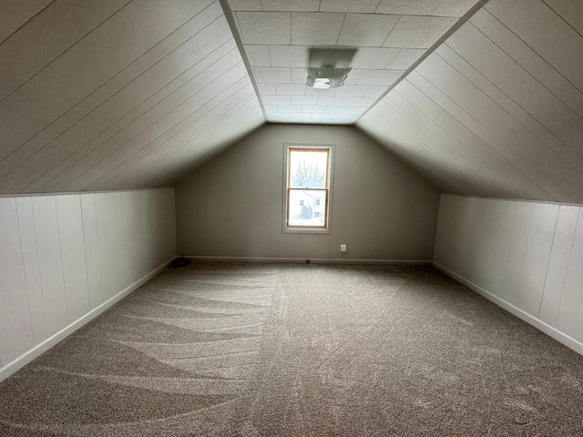 additional living space with carpet and lofted ceiling