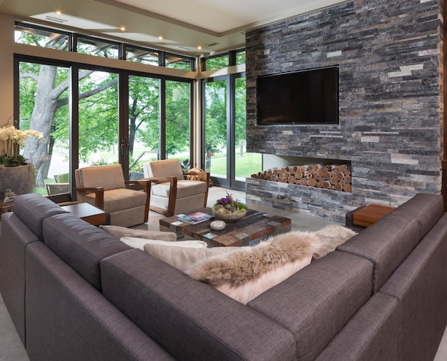 living room featuring plenty of natural light