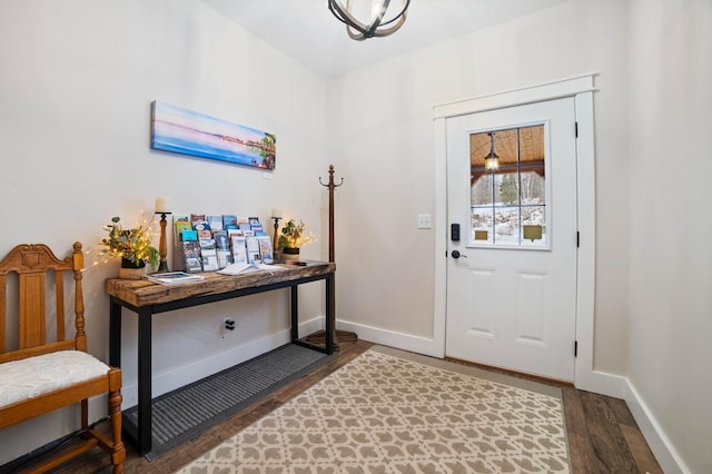 foyer entrance featuring dark hardwood / wood-style flooring