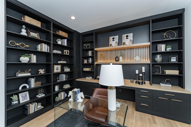 4163 Christopherson Ln SW, Rochester, MN 55902 - home office with light wood-type flooring, built in study area, and recessed lighting