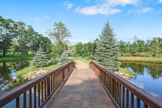 dock area featuring a water view