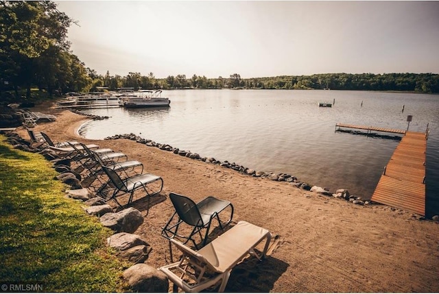 view of dock featuring a water view