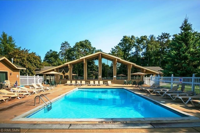 view of pool with a patio