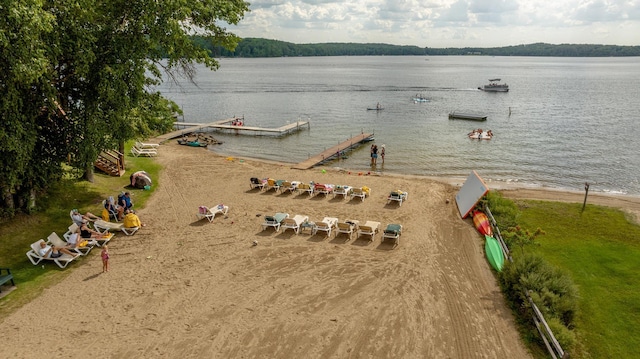 property view of water featuring a boat dock