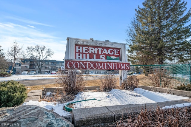 view of community sign