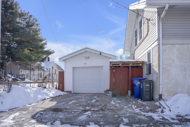 view of snow covered garage