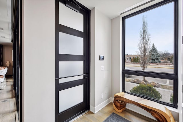 foyer entrance featuring light wood-type flooring