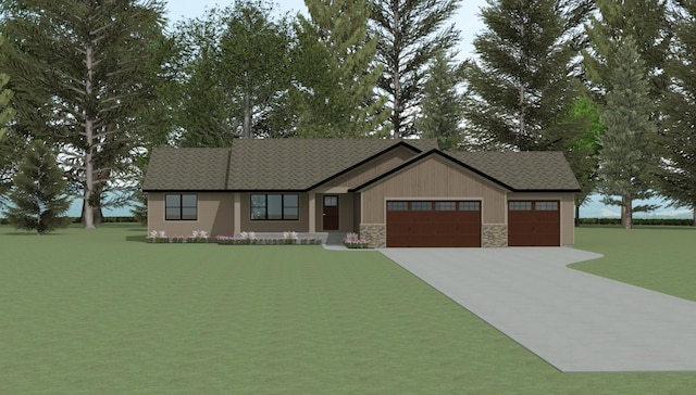 craftsman-style house with a front lawn and a garage