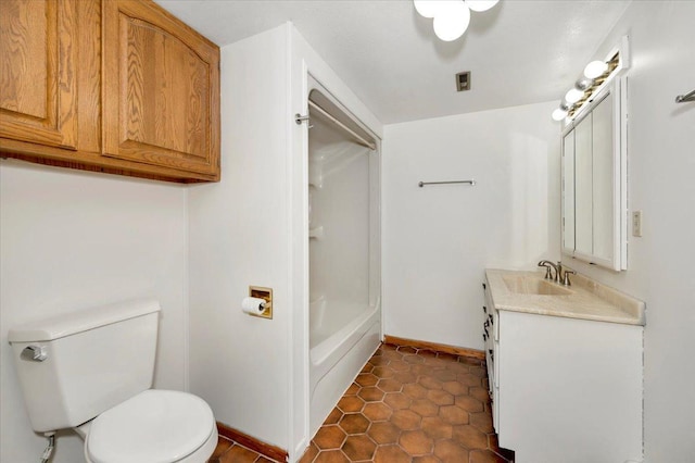 bathroom featuring tile patterned flooring, vanity, and toilet