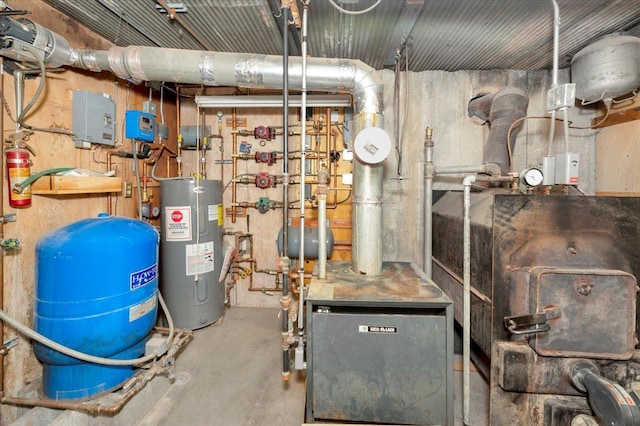 utility room featuring electric water heater