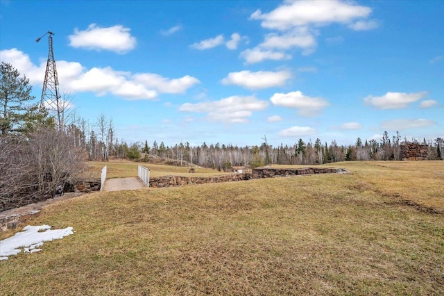 view of yard with a rural view