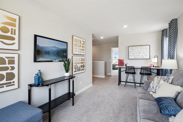 living room with carpet