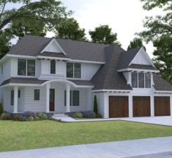 view of front facade featuring a front lawn and a garage