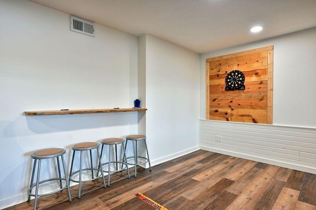 interior space with dark hardwood / wood-style floors