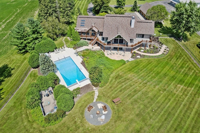 drone / aerial view with a rural view