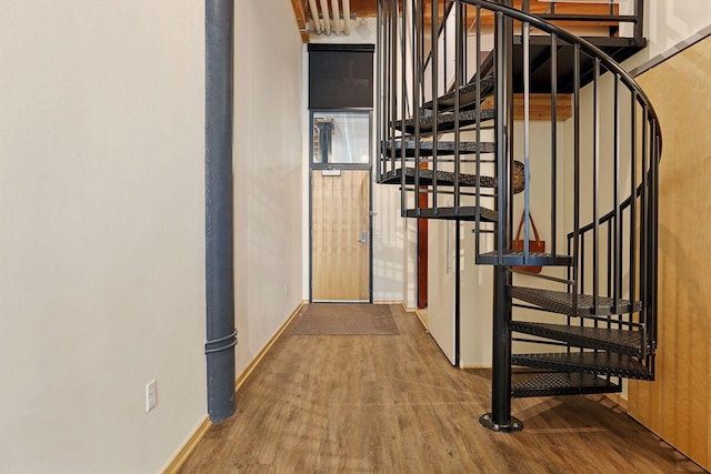 interior space with hardwood / wood-style floors