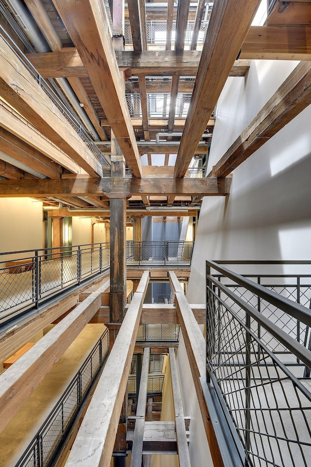 hallway with a towering ceiling