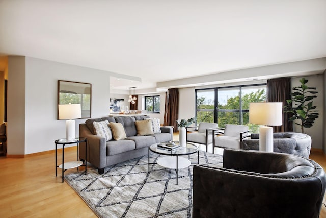 living room featuring light hardwood / wood-style floors