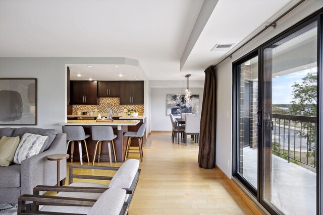 living room featuring light hardwood / wood-style floors