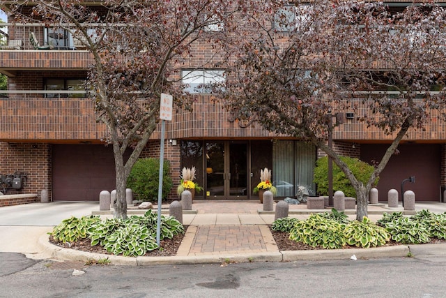 view of building exterior featuring a garage