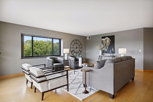 living room featuring light hardwood / wood-style flooring