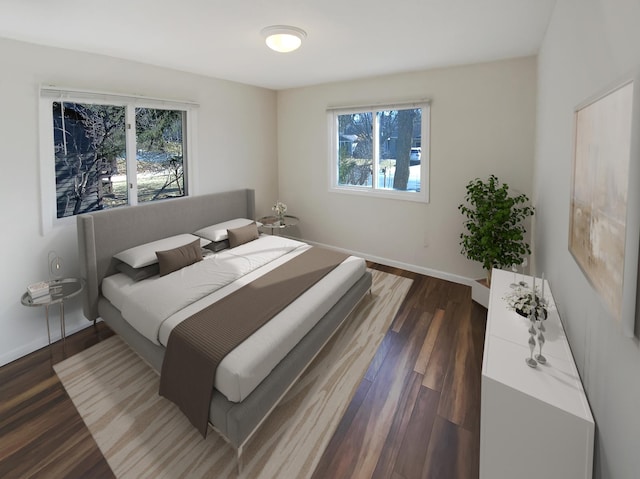 bedroom featuring dark hardwood / wood-style floors