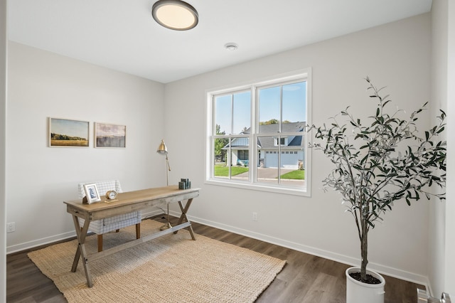 office featuring dark hardwood / wood-style floors