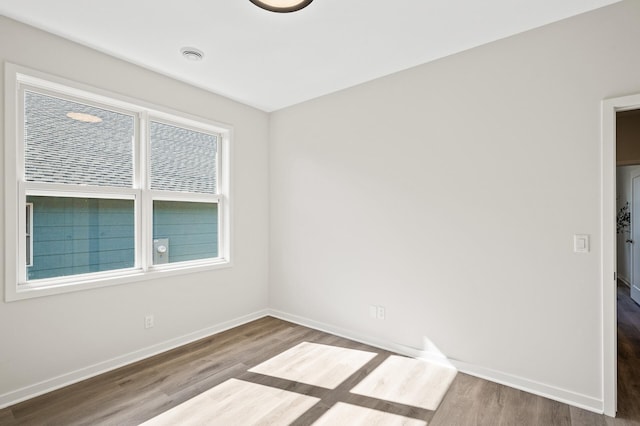 spare room featuring wood-type flooring