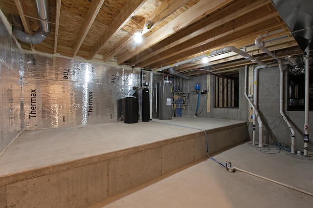 basement with water heater