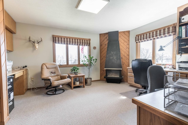 view of carpeted home office