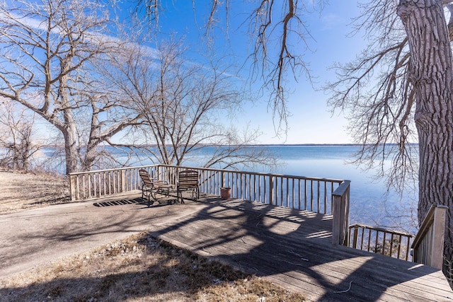 deck with a water view