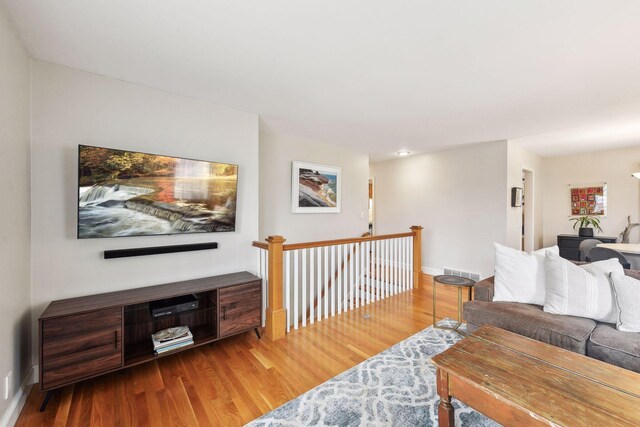 living room with light wood-type flooring