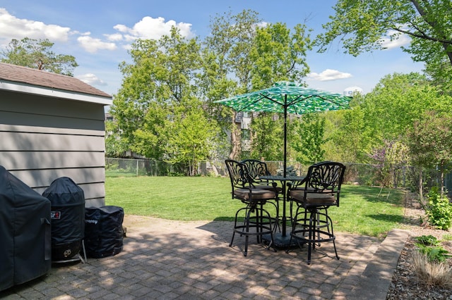 view of terrace featuring a grill