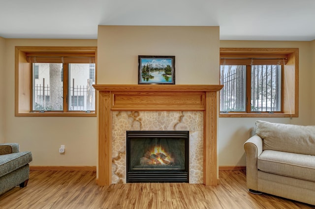 living room featuring light hardwood / wood-style floors