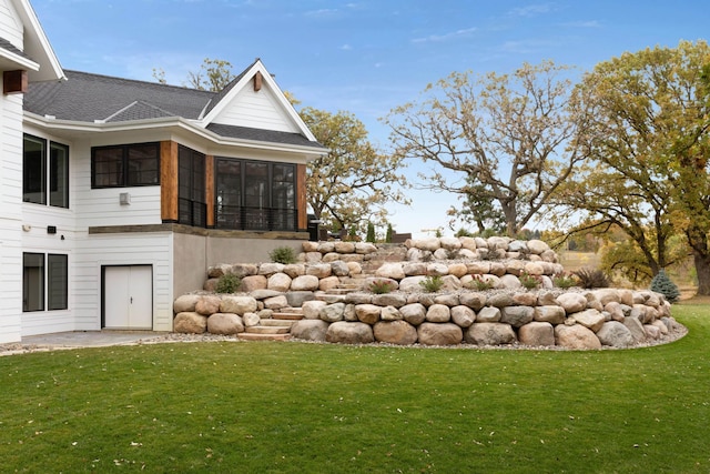 935 Lakewood Hills Rd, Eagan, MN 55123 - view of grassy yard featuring a sunroom