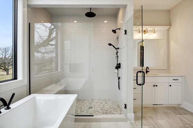 935 Lakewood Hills Rd, Eagan, MN 55123 - full bath featuring a shower stall, a bath, and vanity