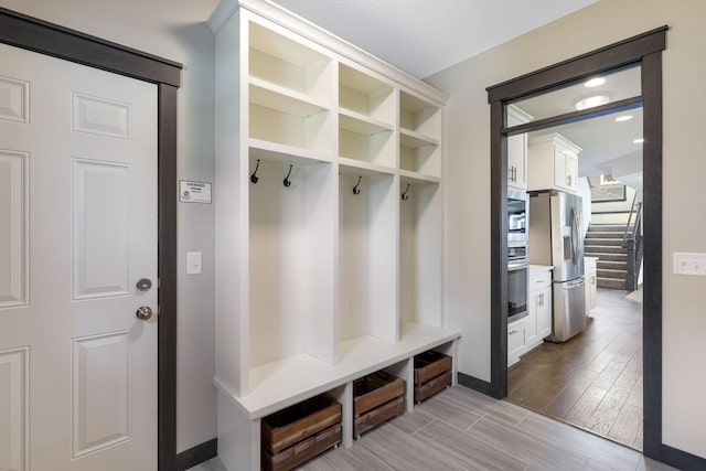 mudroom featuring light hardwood / wood-style floors