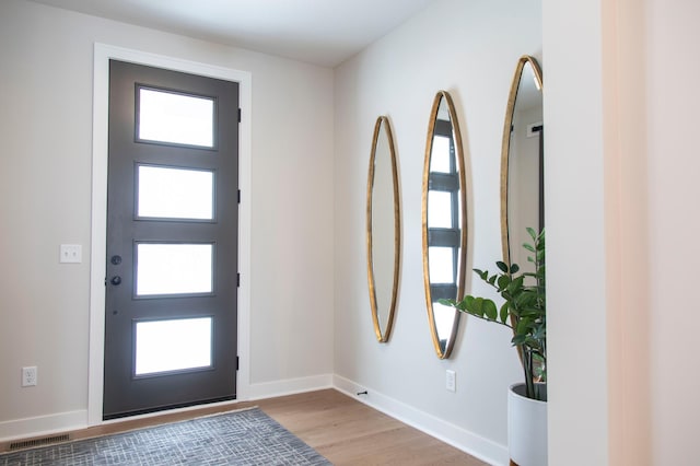 foyer entrance featuring light wood-type flooring